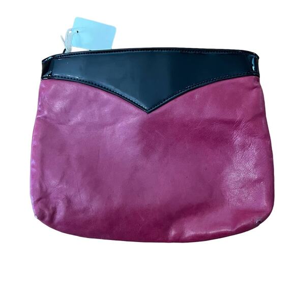 Vintage 80s Ande Magenta Small  Leather Zip Top Patent Tassel Clutch Bag - Picture 4 of 6